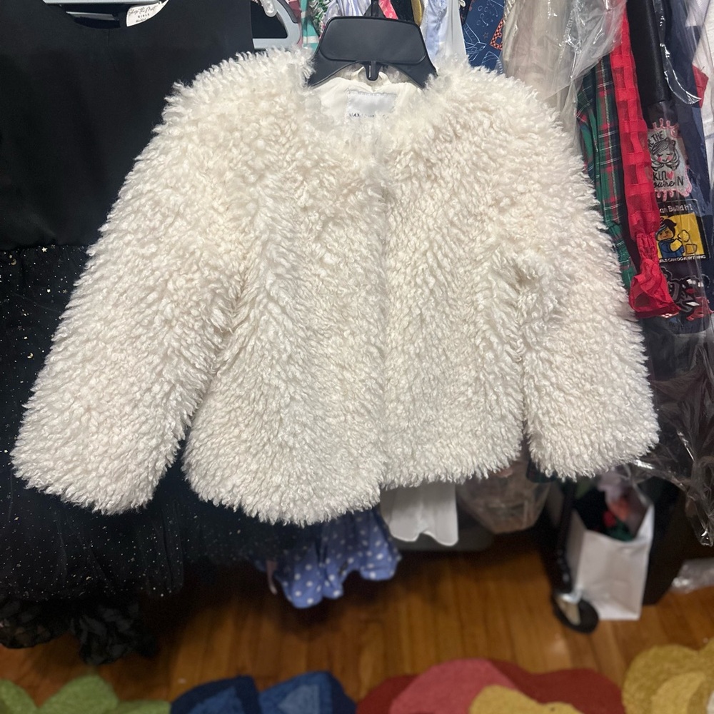 Janie and Jack Cream Furry Jacket